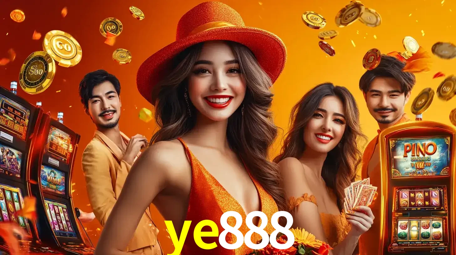 Grupo de amigos asiáticos sorrindo e se divertindo com máquinas de caça-níqueis em um ambiente festivo, celebrando suas vitórias nos jogos de cassino do ye888.